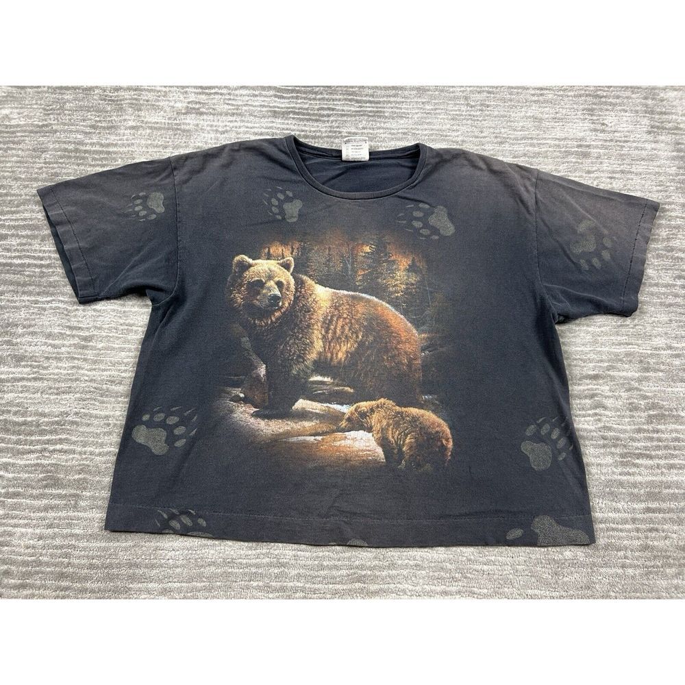 Vintage CMJ 90s Shirt Adult Large Black All over Print Single Stitch‎ Bear